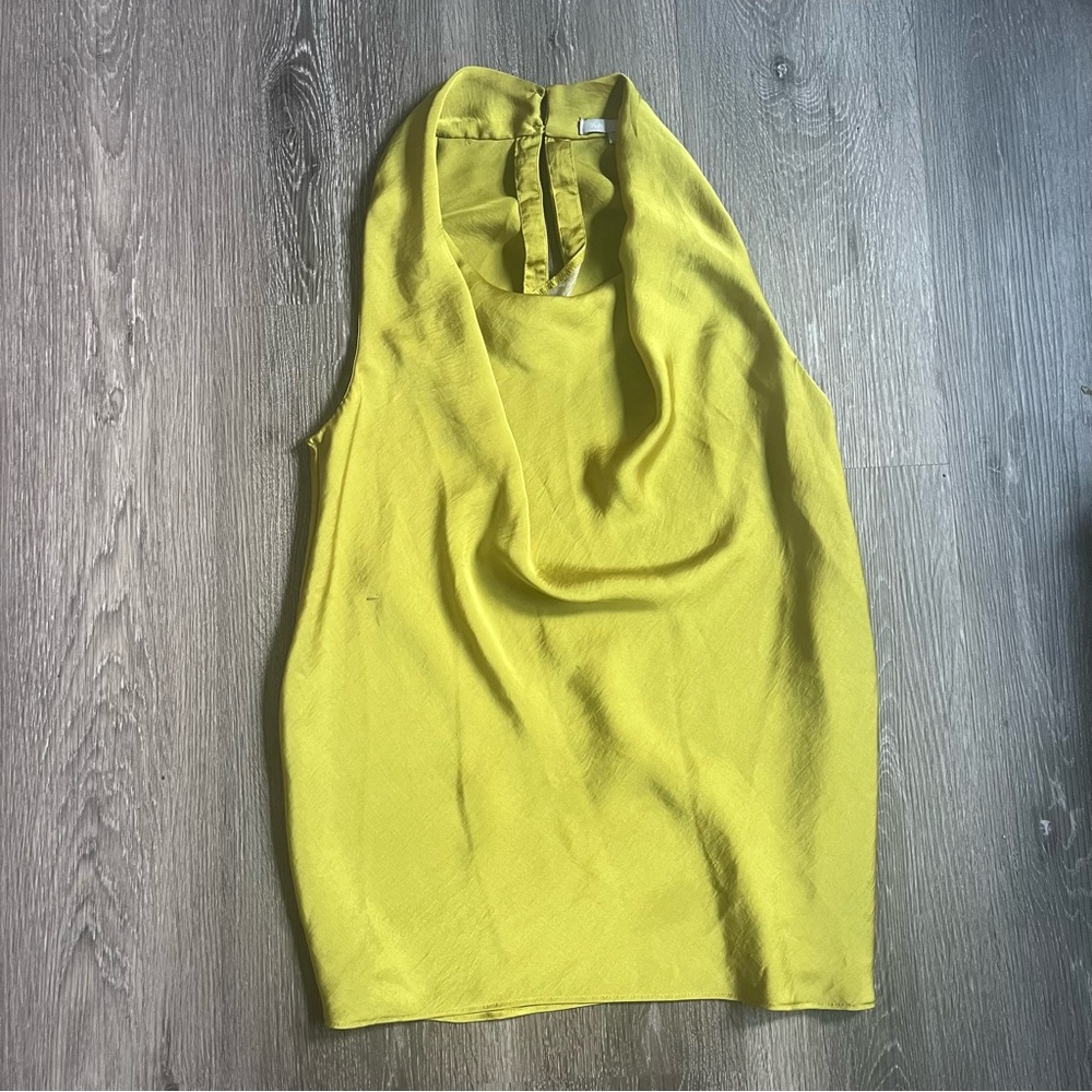 Vintage green satin cowl neck top small